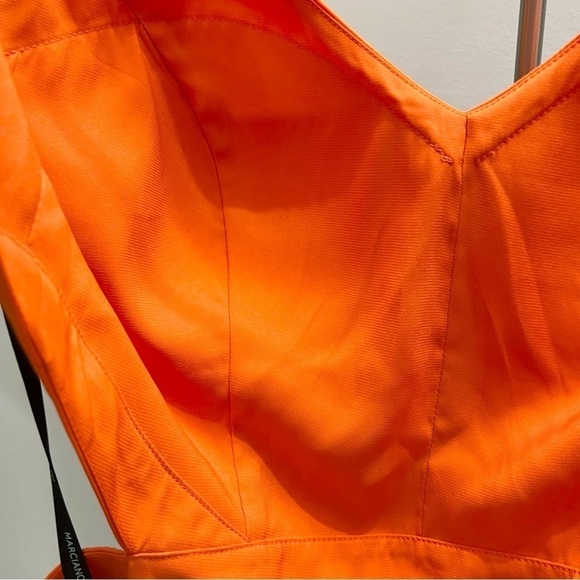 MARCIANO silk orange colourful print cut out mini dress 10 - Picture 8 of 16